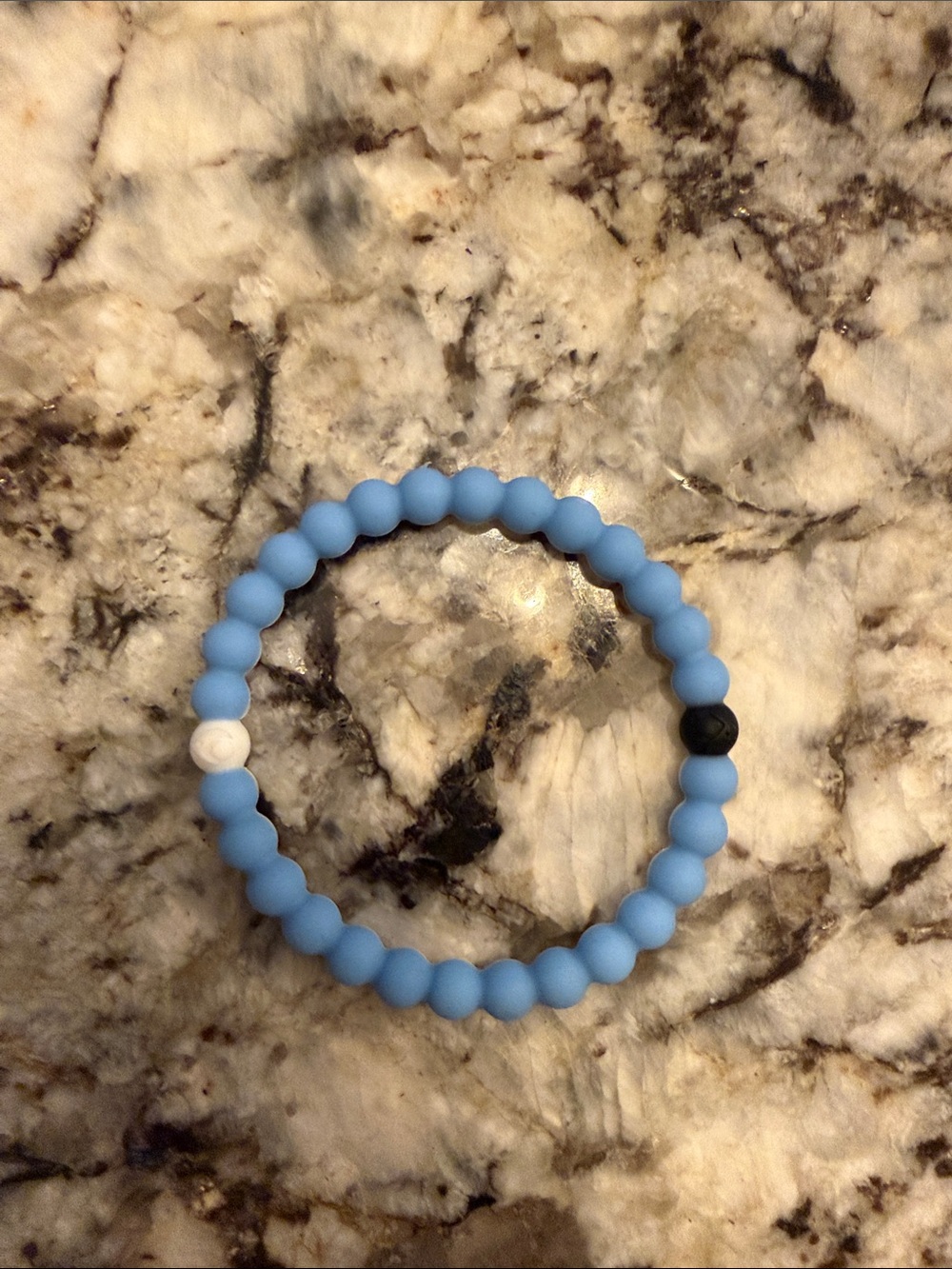 Lokai Light Blue Beaded Stretch Bracelet with White and Black Accent